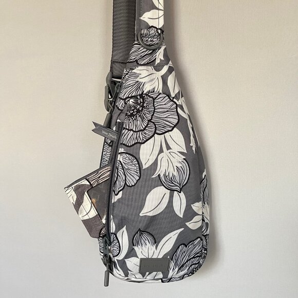 Vera Bradley Moon Shadow Meadow Sling Backpack & wallet Grey and White main image 13